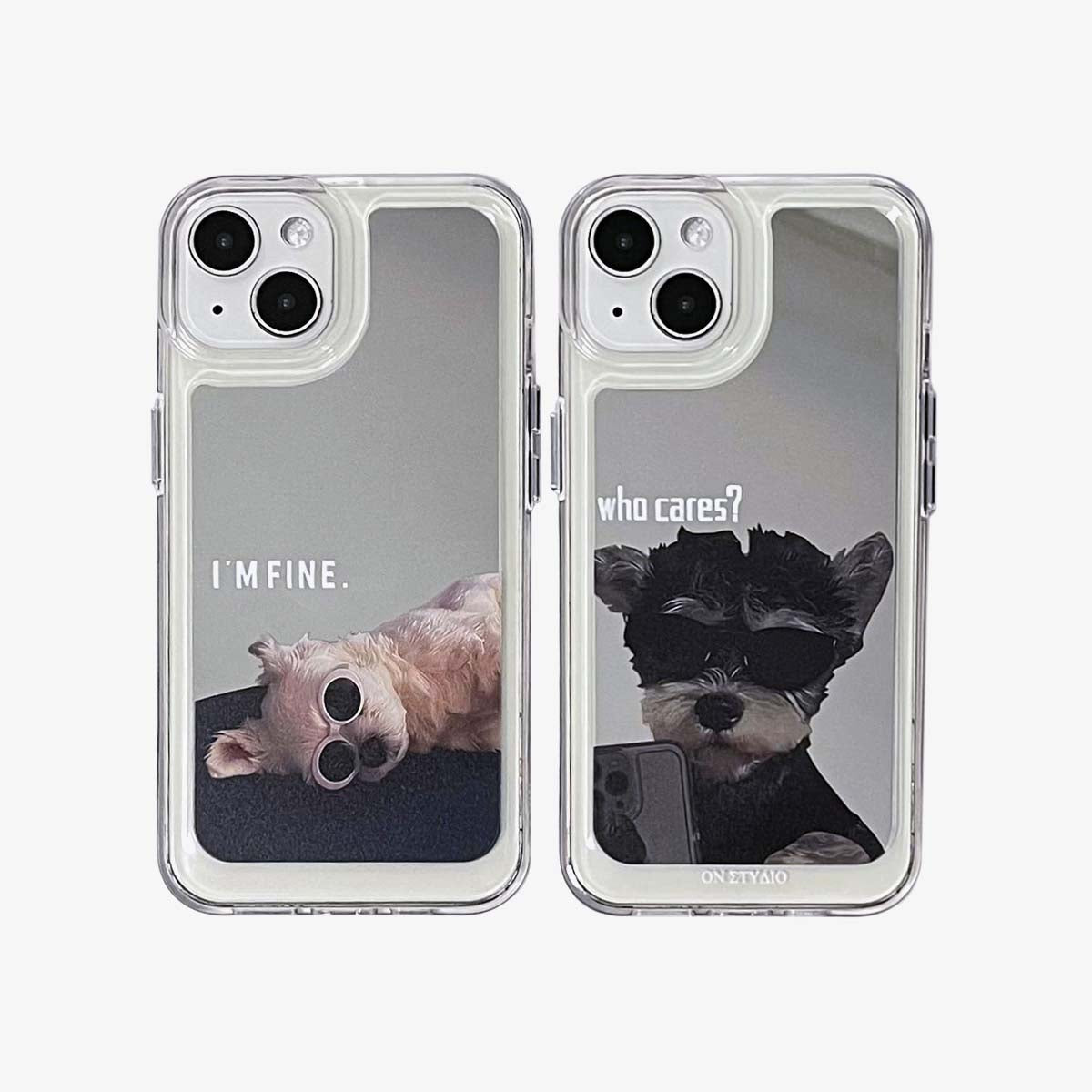 Lustrzane etui na iPhone'a | Para psów I Am Fine (Kup 2, a otrzymasz 50% zniżki na jeden)