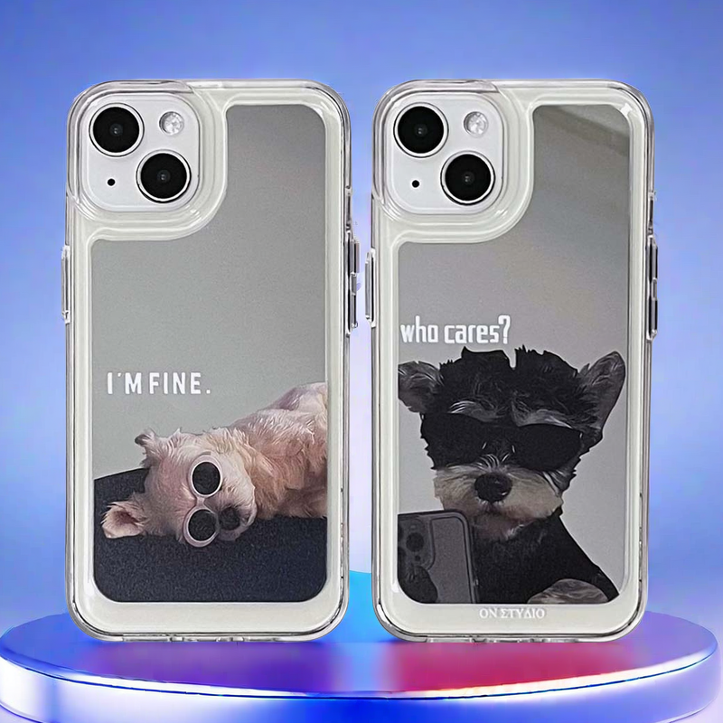 Lustrzane etui na iPhone'a | Para psów I Am Fine (Kup 2, a otrzymasz 50% zniżki na jeden)